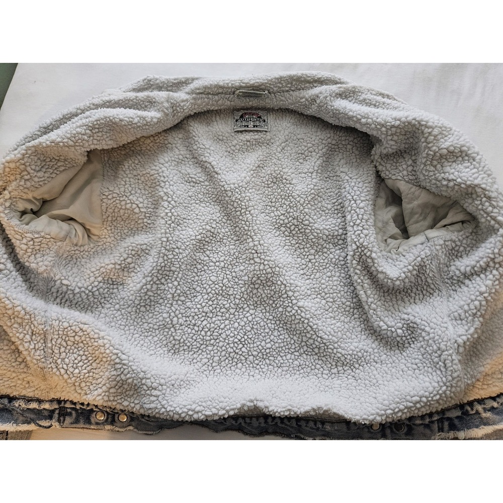 Vtg Levi's Light Wash Denim Sherpa Super Distressed Thrashed Grunge Jacket L - Picture 16 of 16